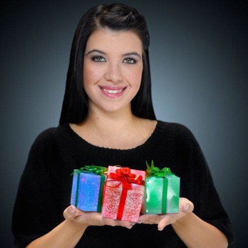 Large light up gift box ornament (slow color change)