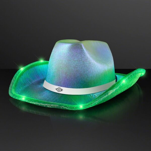 Light Up Iridescent Cowgirl Hat with White Band