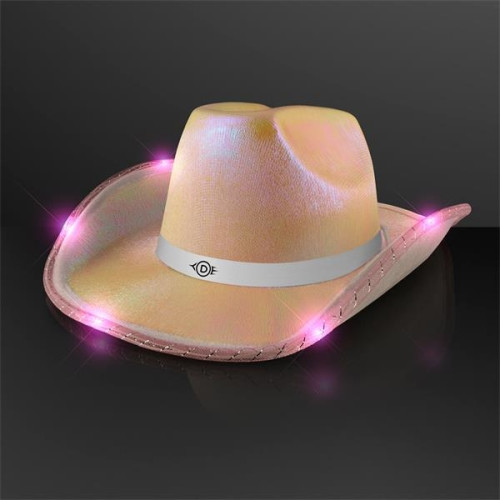 Light Up Iridescent Cowgirl Hat with White Band