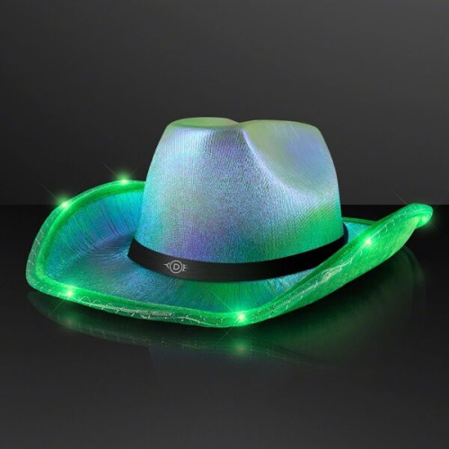 Light Up Iridescent Cowgirl Hat with Black Band
