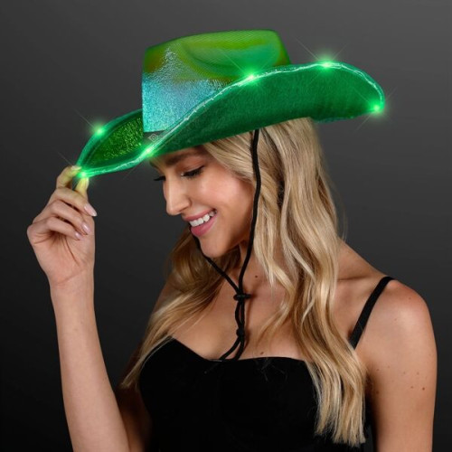 Light Up Iridescent Cowgirl Hat with Black Band