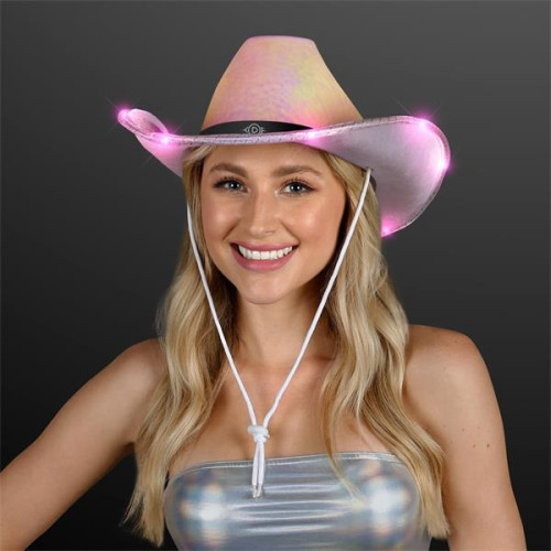 Light Up Iridescent Cowgirl Hat with Black Band