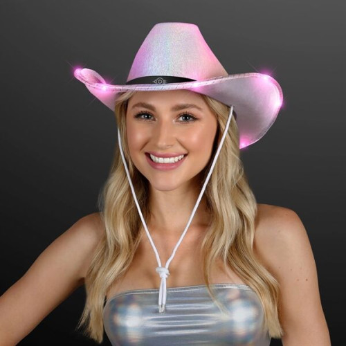 Light Up Iridescent Cowgirl Hat with Black Band