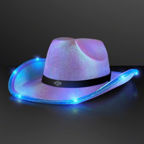 Light Up Iridescent Cowgirl Hat with Black Band