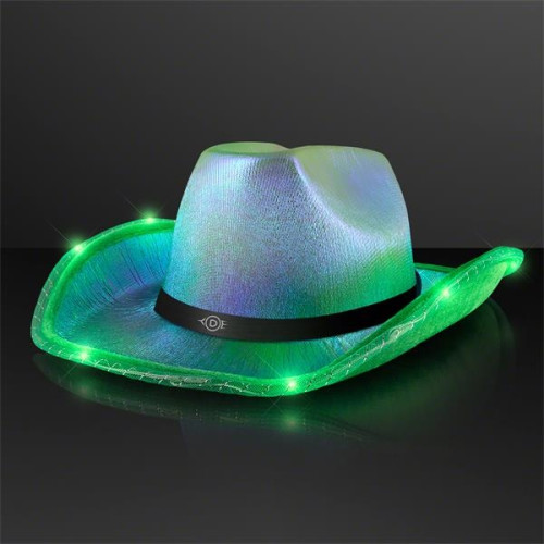 Light Up Iridescent Cowgirl Hat with Black Band