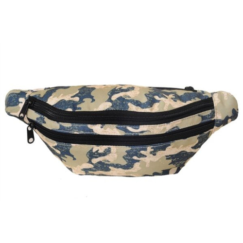 Camouflage Fanny Pack w/ 3 Zippers & Custom Logo, 13"W x 6"H