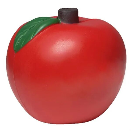 Red Apple Stress Shape With Green Leaves