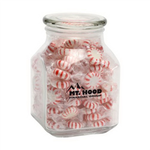 Striped Peppermints in Lg Glass Jar