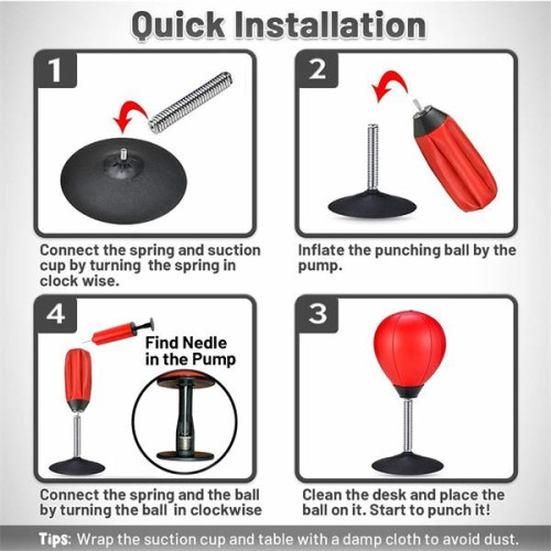 Desktop Punch Bag with Suction Cup and Pump - Stress Buster