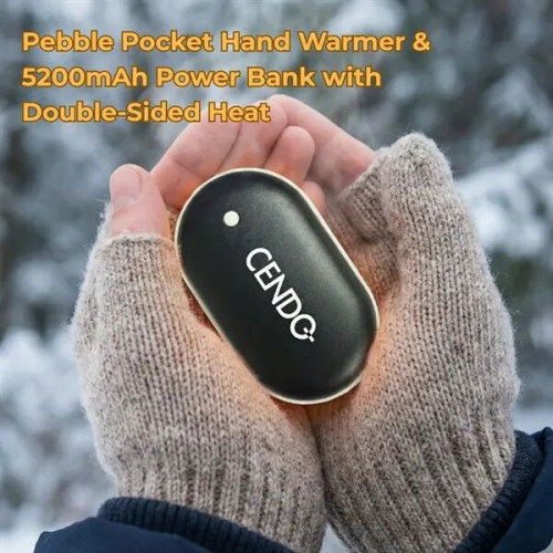 Pebble Pocket Hand Warmer Power Bank 5200mAh Double Sided