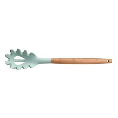Silicone Cooking Or Serving Utensil With Wooden Handle