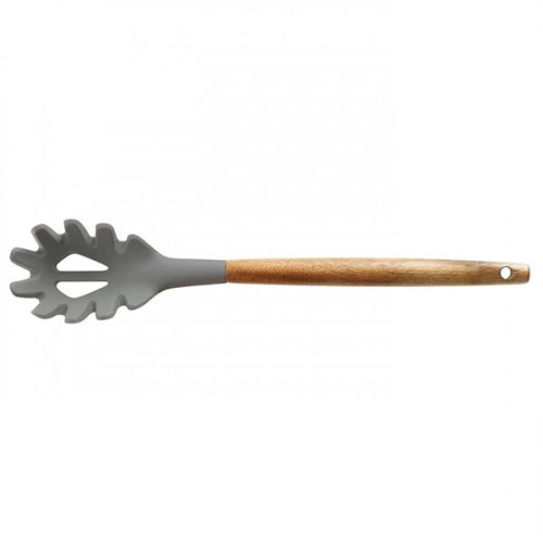 Silicone Cooking Or Serving Utensil With Wooden Handle