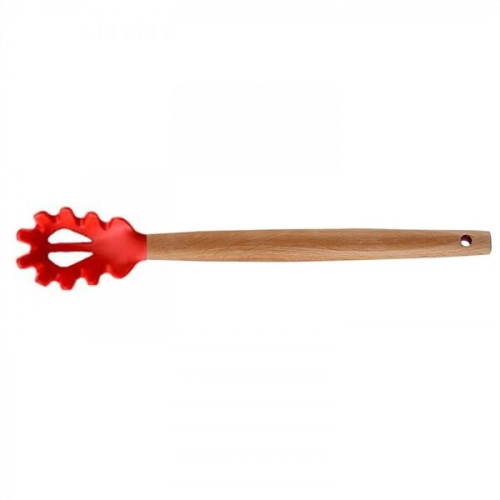 Silicone Cooking Or Serving Utensil With Wooden Handle