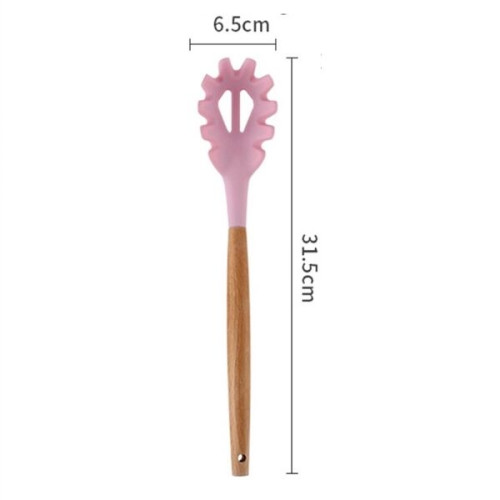 Silicone Cooking Or Serving Utensil With Wooden Handle