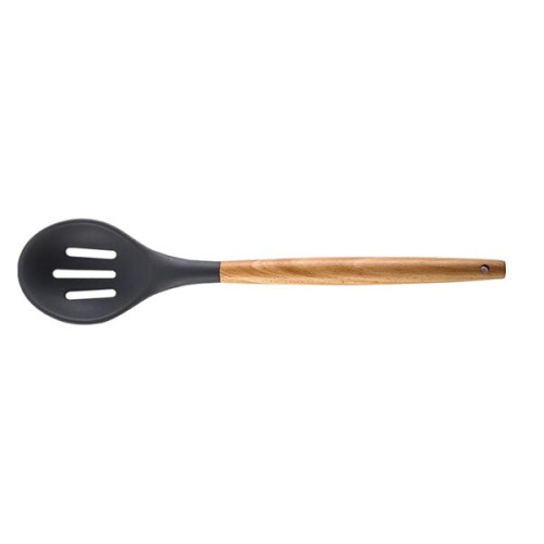 Silicone Cooking Or Serving Utensil With Wooden Handle