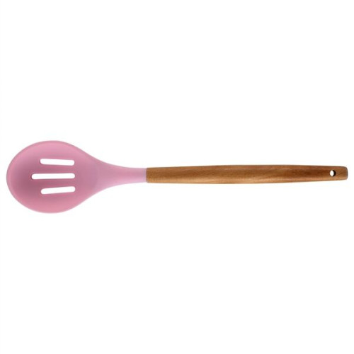 Silicone Cooking Or Serving Utensil With Wooden Handle