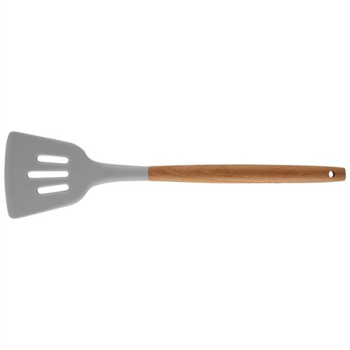 Silicone Cooking Or Serving Utensil With Wooden Handle