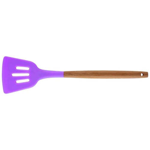 Silicone Cooking Or Serving Utensil With Wooden Handle