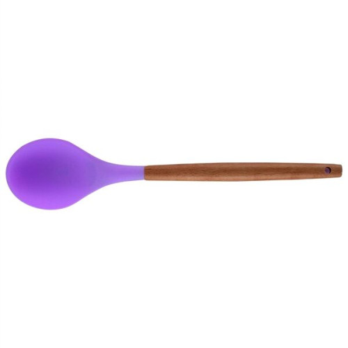 Silicone Cooking Or Serving Utensil With Wooden Handle
