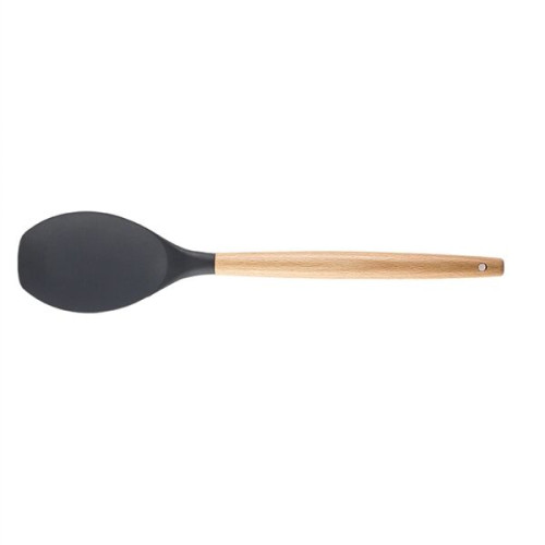 Silicone Cooking Or Serving Utensil With Wooden Handle