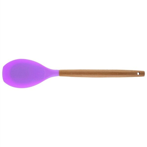 Silicone Cooking Or Serving Utensil With Wooden Handle