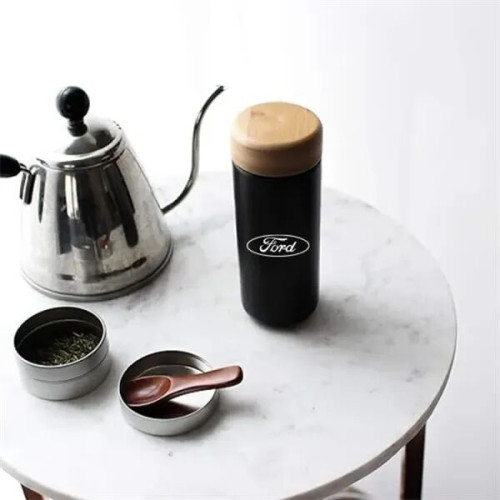 Imari 10 OZ Double Wall Ceramic Mug With Bamboo Lid