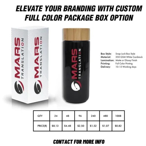 Imari 10 OZ Double Wall Ceramic Mug With Bamboo Lid