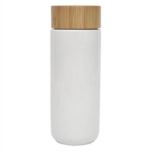 Imari 10 OZ Double Wall Ceramic Mug With Bamboo Lid