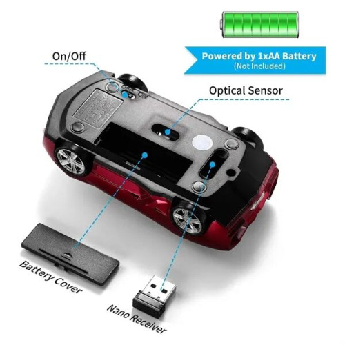 Red Lamborghini Car Mouse Wireless