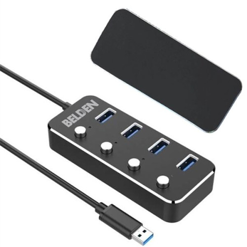 USB 3.0 Hub Aluminum 4 Ports Individual Power Control