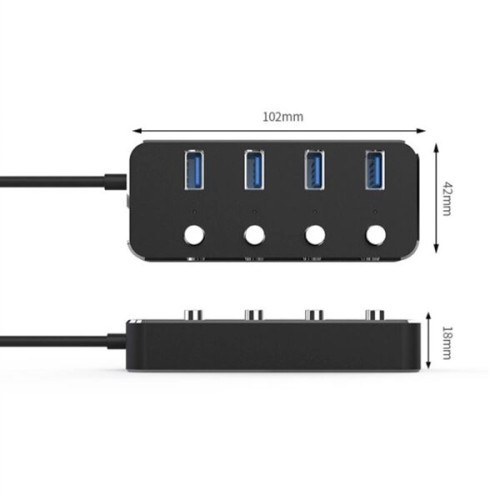 USB 3.0 Hub Aluminum 4 Ports Individual Power Control