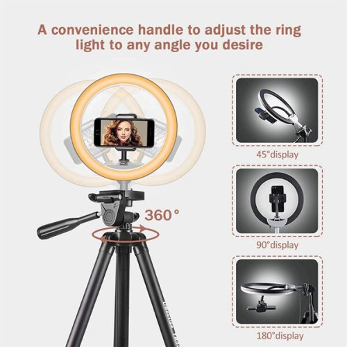 10" Selfie Ring Light With Tripod Stand & Cell Phone Holder