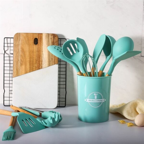 13pcs Silicone Cooking Utensils Set with Wooden Handles