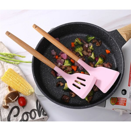 13pcs Silicone Cooking Utensils Set with Wooden Handles
