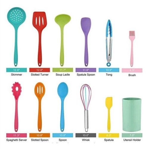 13pcs Silicone Cooking Utensils Set with Wooden Handles