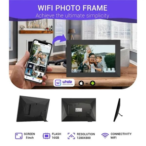 8" Smart Wi-Fi Digital Photo Frame Share Images & Videos Any