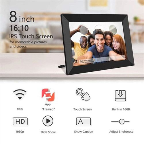 8" Smart Wi-Fi Digital Photo Frame Share Images & Videos Any
