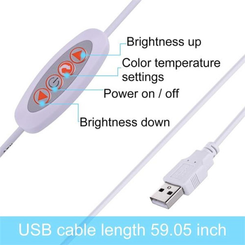 Desk Clamp LED Reading Lamp W/3 Color Temperatures And 14 Br