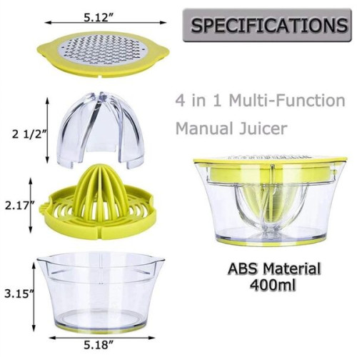 Manual Juicer / Fruit Squeezer with 17oz Built-in Strainer