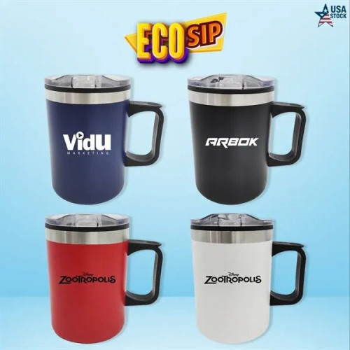 EcoSip 14oz Double Wall Camping Mug With Handle