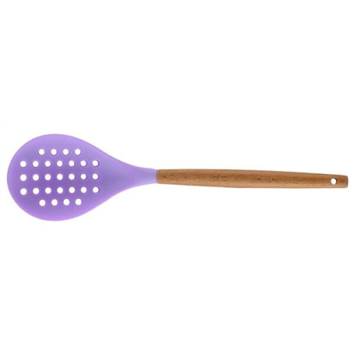 Silicone Cooking Or Serving Utensil With Wooden Handle