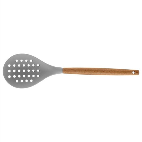 Silicone Cooking Or Serving Utensil With Wooden Handle