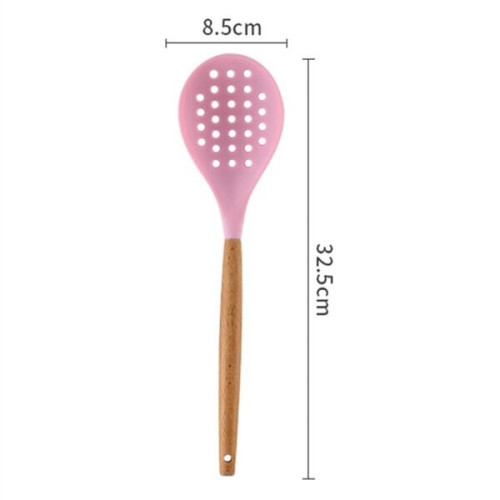 Silicone Cooking Or Serving Utensil With Wooden Handle