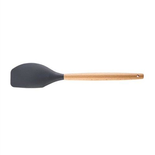 Silicone Cooking Or Serving Utensil With Wooden Handle