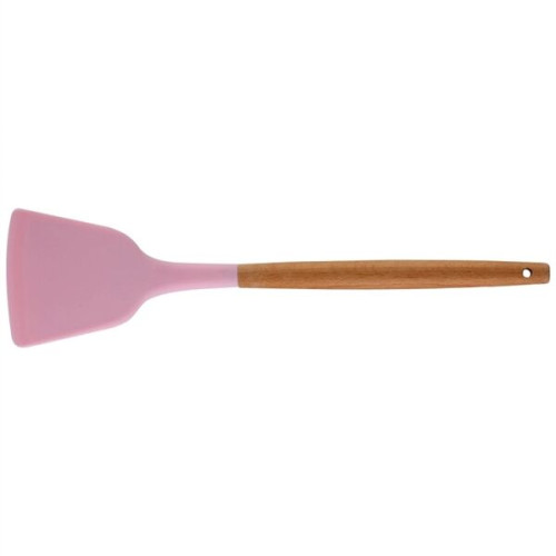 Silicone Cooking Or Serving Utensil With Wooden Handle
