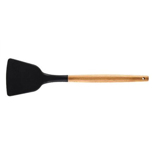 Silicone Cooking Or Serving Utensil With Wooden Handle