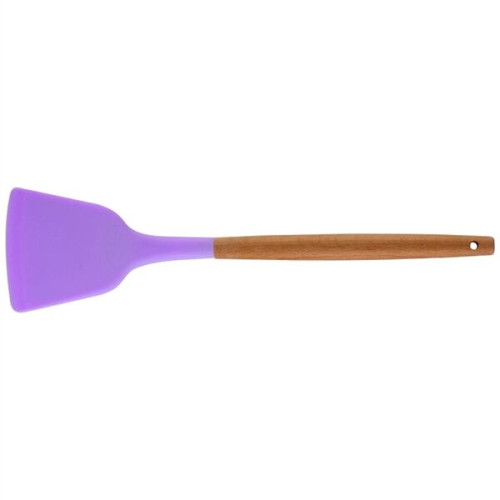 Silicone Cooking Or Serving Utensil With Wooden Handle
