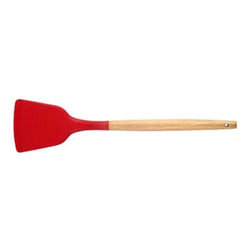 Silicone Cooking Or Serving Utensil With Wooden Handle