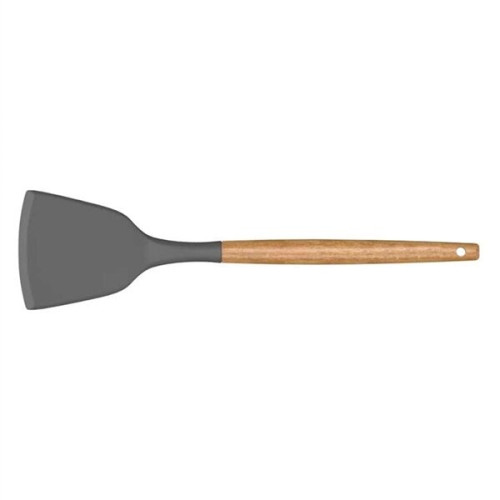 Silicone Cooking Or Serving Utensil With Wooden Handle