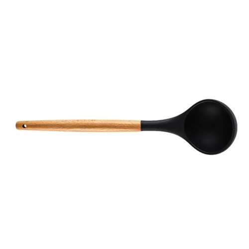 Silicone Cooking Or Serving Utensil With Wooden Handle